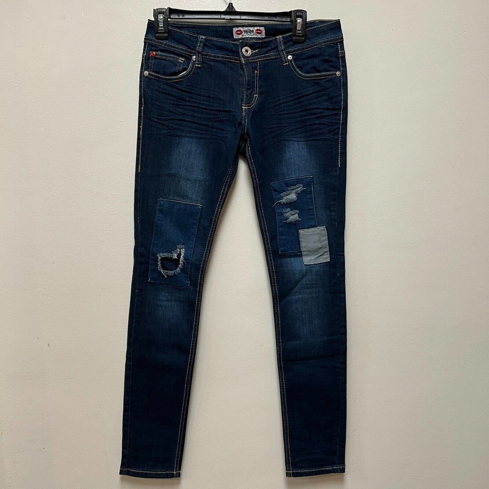 WAM Jeans Size 5/6 Women's What About Me Ankle Distressed Patchwork